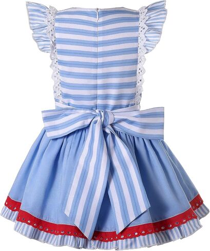Pettigirl Girl Summer Vintage Blue Stripe Sweet Sleeveless Soft Clothes Kids Daily Casual Simple Dresses with Headpiece in Saudi Arabia
