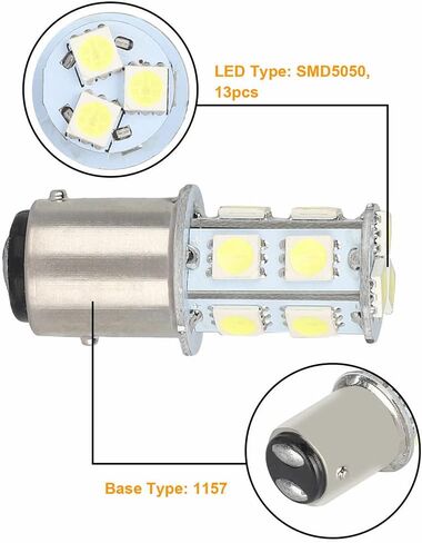 10 قطع بدوره مصابيح إشارة الذيل، 1157 Bay15d 13-smd 12V RV LED أضواء الذيل الفرامل ضوء مصباح احتياطية مصابيح المصابيح استبدال لمقطورة متنقل سيارة قارب جذع الداخلية تعديل الملحقات in Kuwait