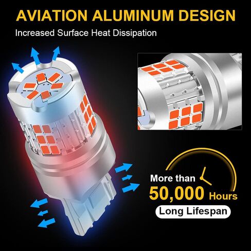 Sidaqi 7440 T20 LED لمبة حمراء فائقة السطوع 3020 شرائح T20 7441 WY21W 7440NA LED لمبات بديلة لأضواء الفرامل وأضواء الذيل - حزمة من 2 in Kuwait