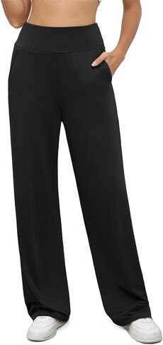 Womens Wide Leg Yoga Pants High Waisted Comfy Soft Pajamas with Pockets Lounge Loose Sweatpants for Casual in Saudi Arabia