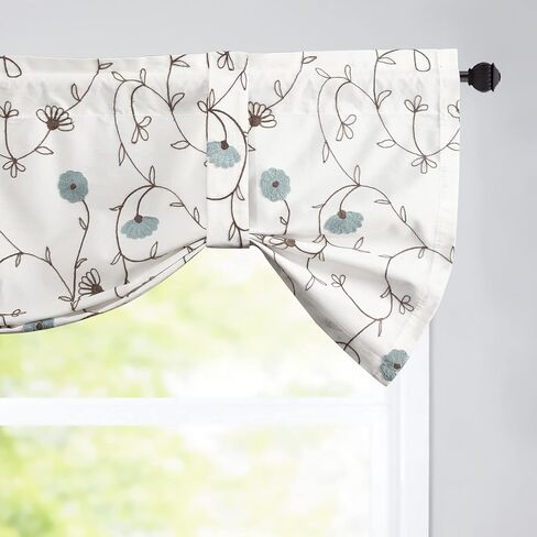 VOGOL Tie Up Drapes & Curtains, Blue Floral Pattern Light Filtering Privacy Balloon Shades for Bedroom, 1 Piece Adjustable Solid Window Treatment with Rod Pocket Design, 45 x 63 in Kuwait