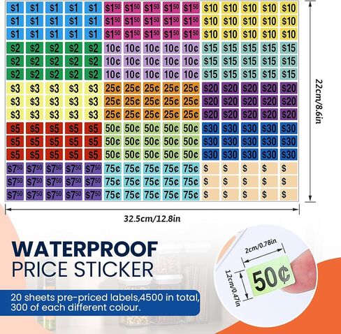 Garage Sale Stickers,4500 Pcs Yard Sale Price Stickers Flea Market Pricing Stickers Colored Preprinted Price Labels Rectangle Price Tags Stickers 1/2" X 3/4" in Saudi Arabia