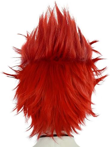 Dark Green Spiky Short Wig for Men Cosplay Dark Green Mix Color Anime Wig Short Green Wavy Dark Green Hair Wig With Bangs Synthetic Halloween Costume Wig For Party + Wig Cap in Kuwait