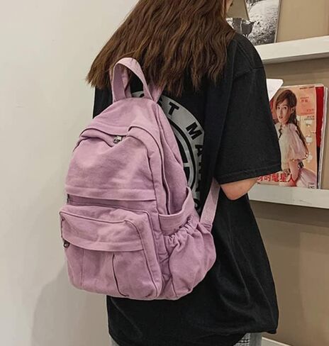 Boho Canvas Backpack for School Vintage College Backpack Women Fairy Grunge Aesthetic Hippie Y2K Backpack (Green) in Kuwait