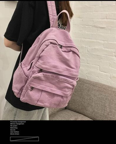 Boho Canvas Backpack for School Vintage College Backpack Women Fairy Grunge Aesthetic Hippie Y2K Backpack (Green) in Kuwait