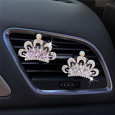 NTRR Crystal Crown Car Clip, Crown Diamond Car Air Conditioning Outlet Clip Rhinestone Car Interior Decoration Bling Car Accessories for Women in Saudi Arabia