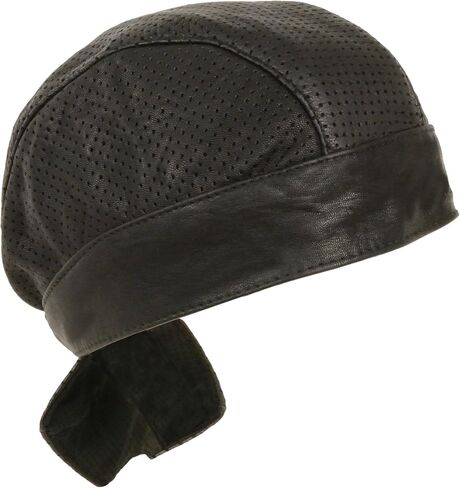 Unisex Leather Skull Cap - Solid and Perforated Versions (Black - Solid) in Saudi Arabia
