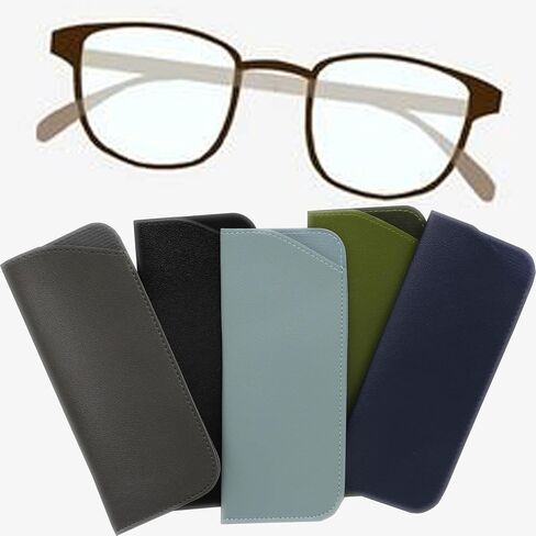 5 Packs Soft Leather Sunglasses Cases Cover Bags Non-slip Sleeve Sunglasses Storage is Suitable for Women Men and Children in Kuwait