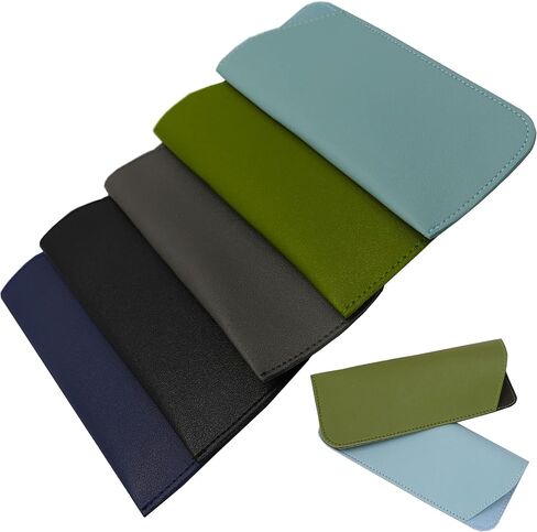5 Packs Soft Leather Sunglasses Cases Cover Bags Non-slip Sleeve Sunglasses Storage is Suitable for Women Men and Children in Kuwait