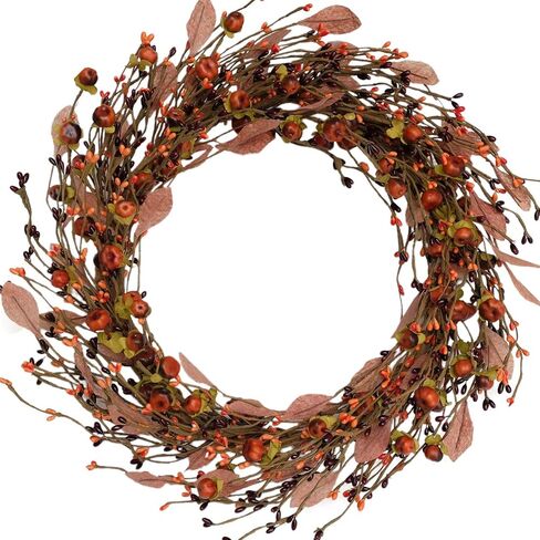 idyllic Mini Pumpkin Pip Berry Wreath for Front Door 12 inches Wreath Indoor Artificial Twig Wreath for Festival Celebration Party Decoration (2 Pack) in Kuwait