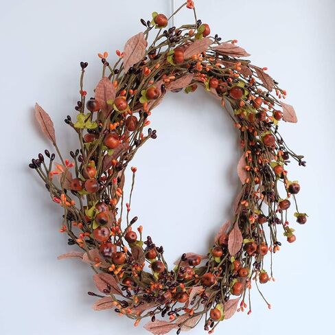 idyllic Mini Pumpkin Pip Berry Wreath for Front Door 12 inches Wreath Indoor Artificial Twig Wreath for Festival Celebration Party Decoration (2 Pack) in Kuwait