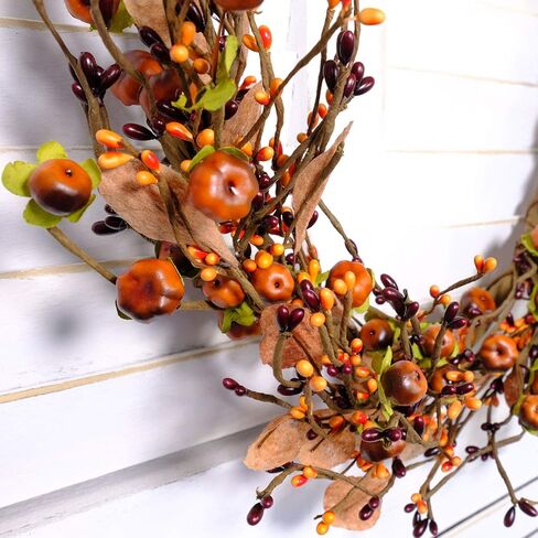 idyllic Mini Pumpkin Pip Berry Wreath for Front Door 12 inches Wreath Indoor Artificial Twig Wreath for Festival Celebration Party Decoration (2 Pack) in Kuwait