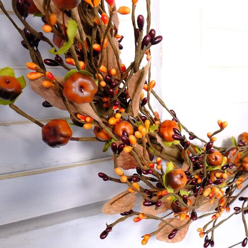 idyllic Mini Pumpkin Pip Berry Wreath for Front Door 12 inches Wreath Indoor Artificial Twig Wreath for Festival Celebration Party Decoration (2 Pack) in Kuwait