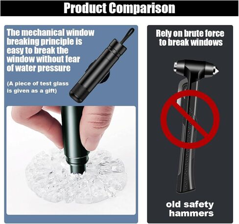قاطع نوافذ السيارة وقاطع حزام الأمان 2 في 1 - قاطع زجاج النافذة التلقائي، مطرقة أمان السيارة، أداة الهروب في حالات الطوارئ - أداة كسر نافذة السيارة للطوارئ تحت الماء، أداة أمان السيارة in Kuwait