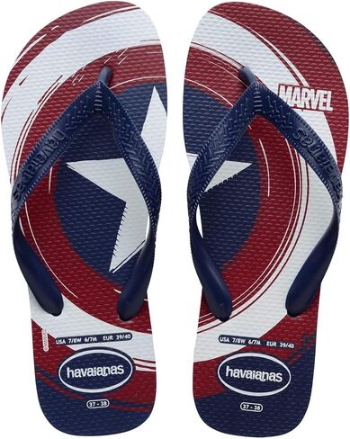 شبشب Havaianas Kids Top Marvel Logomania - صنادل كابتن أمريكان للأطفال - كحلي/كحلي، 11/12C للأطفال الصغار in Kuwait