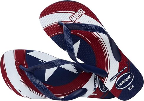 شبشب Havaianas Kids Top Marvel Logomania - صنادل كابتن أمريكان للأطفال - كحلي/كحلي، 11/12C للأطفال الصغار in Kuwait