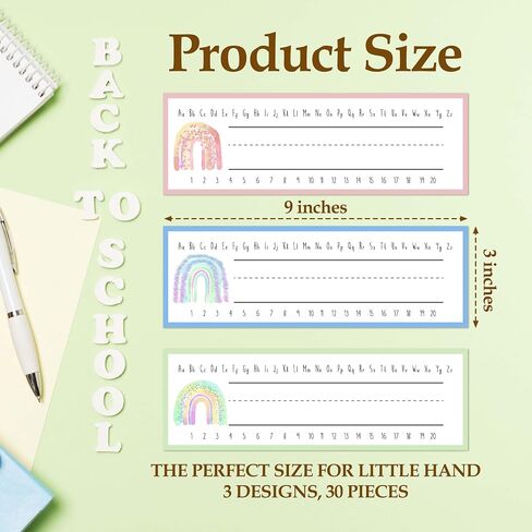30 Name Tags for Classroom Cubbies, 3x9 in Boho Rainbow Name Plates for Desks, Classroom Must Haves for Teachers Elementary - A01 in Kuwait