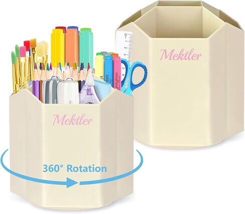 Desk Organizer, 360° Rotating 5 Compartment Marker Pen Holder, Desktop Pencil Organizer and Storage, Makeup Brush Holder for Office, Classroom, Home, Craft (Grey) in Saudi Arabia