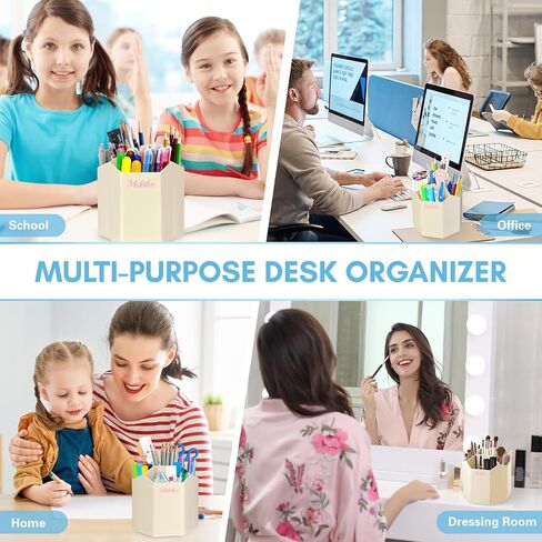 Desk Organizer, 360° Rotating 5 Compartment Marker Pen Holder, Desktop Pencil Organizer and Storage, Makeup Brush Holder for Office, Classroom, Home, Craft (Grey) in Saudi Arabia