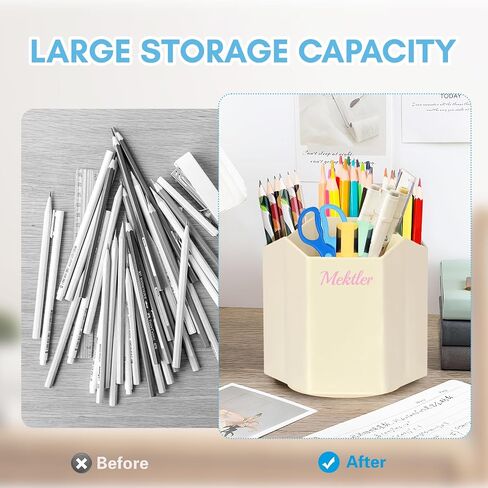 Desk Organizer, 360° Rotating 5 Compartment Marker Pen Holder, Desktop Pencil Organizer and Storage, Makeup Brush Holder for Office, Classroom, Home, Craft (Grey) in Saudi Arabia