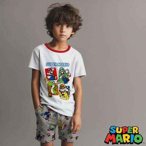 Boys Pajama Set 2 Piece - Mario, Sonic, Pokemon, Scooby Doo - Short Sleeve Top & Shorts Pajama Set - Kids & Toddler Pajamas in Saudi Arabia