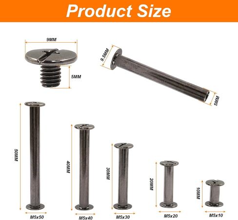 80PCS Chicago Binding Screws Assorted Kit, M5 x 10/20/30/40/50mm Phillips Head Bookbinding Screw Rivet Kit, Scrapbook Photo Albums Binding Screws Assortment Kit, Bronze in Saudi Arabia