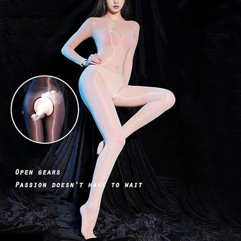 Body Stockings For Women Sexy Oil Shiny Bodystocking Nylon Bodysuit Catsuit Long Sleeved Glossy Pantyhose Tights in Saudi Arabia