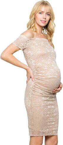 فستان My Bump من الدانتيل للحوامل - دانتيل ممتاز قابل للتمدد بدون أكتاف تصوير لحفل استقبال المولود الجديد in Kuwait