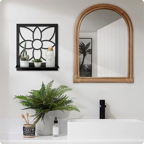 Metal Wall Candle Holder, Black Metal Wall Art Decor, Farmhouse Rustic Bathroom Wall Art, Retro Aesthetics Wall Hanging for Living Room Bedroom Bathroom (2 Pack, 11.8 x 13 in) in Saudi Arabia