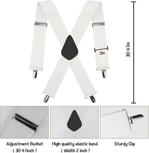 Suspenders for Men Women, 2 Inch Suspenders for Men Heavy Duty, Wide X-Back Adjustable Elastic Suspenders for Work in Saudi Arabia