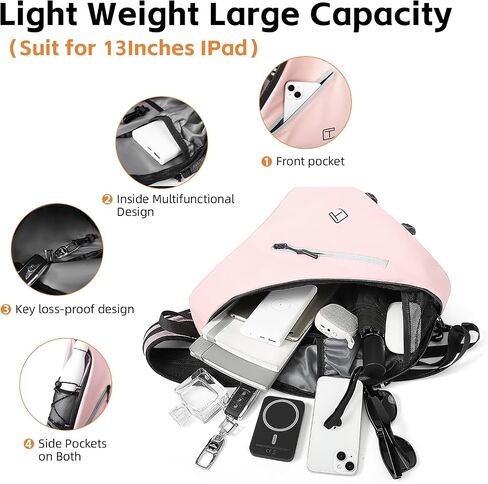 Sling Bag for Men,One Strap Crossbody Chest Backpack Bag for 13inch Ipad Pro M4,Light weight Hiking Outdoor Daypack for Travel Gym Sports Bag in Kuwait
