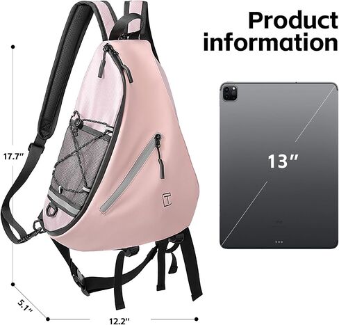 Sling Bag for Men,One Strap Crossbody Chest Backpack Bag for 13inch Ipad Pro M4,Light weight Hiking Outdoor Daypack for Travel Gym Sports Bag in Kuwait
