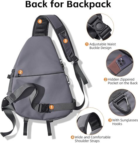 Sling Bag for Men,One Strap Crossbody Chest Backpack Bag for 13inch Ipad Pro M4,Light weight Hiking Outdoor Daypack for Travel Gym Sports Bag in Kuwait