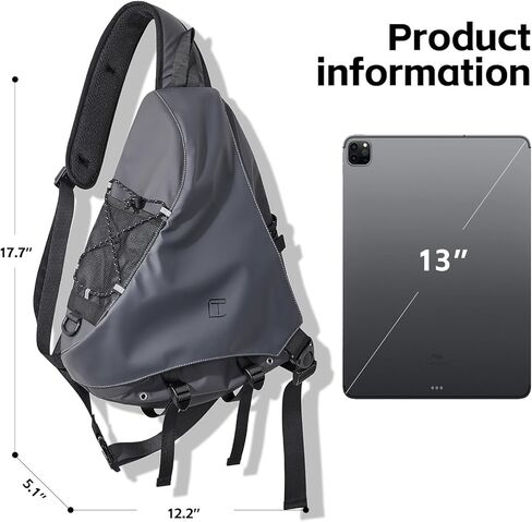 Sling Bag for Men,One Strap Crossbody Chest Backpack Bag for 13inch Ipad Pro M4,Light weight Hiking Outdoor Daypack for Travel Gym Sports Bag in Kuwait