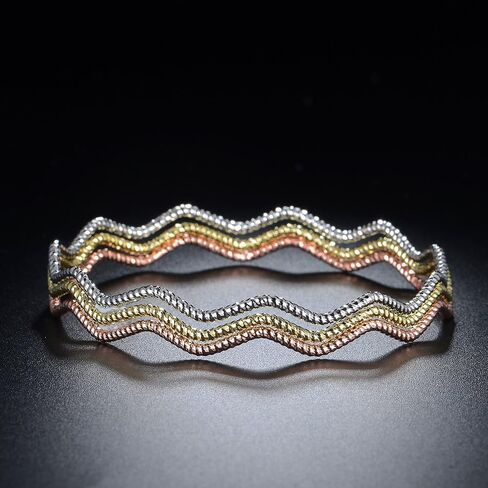 سوار مكدس ملون، ذهبي وفضي وذهبي وردي - قطر ثابت، نمط متعدد الاستخدامات، مادة متينة، هدية عصرية in Kuwait