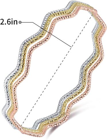 سوار مكدس ملون، ذهبي وفضي وذهبي وردي - قطر ثابت، نمط متعدد الاستخدامات، مادة متينة، هدية عصرية in Kuwait