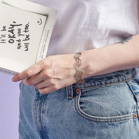 سوار مكدس ملون، ذهبي وفضي وذهبي وردي - قطر ثابت، نمط متعدد الاستخدامات، مادة متينة، هدية عصرية in Kuwait