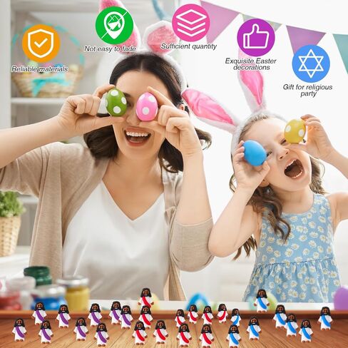 50 قطعة من ألعاب Bememo الصغيرة السوداء يسوع تمثال يسوع الأسود هدايا دينية شخصيات يسوع الصغيرة للاختباء والبحث عن هدايا الحفلات الدينية لمدرسة الأحد (الأحمر والأرجواني والأزرق) in Kuwait