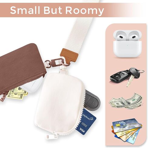 Dual Pouch Wristlet Keychain Wallets for Women with 2 Detachable Zipper Coin Purse - Small and Portable Mini Card Wallet for Women Men Black+Black in Saudi Arabia