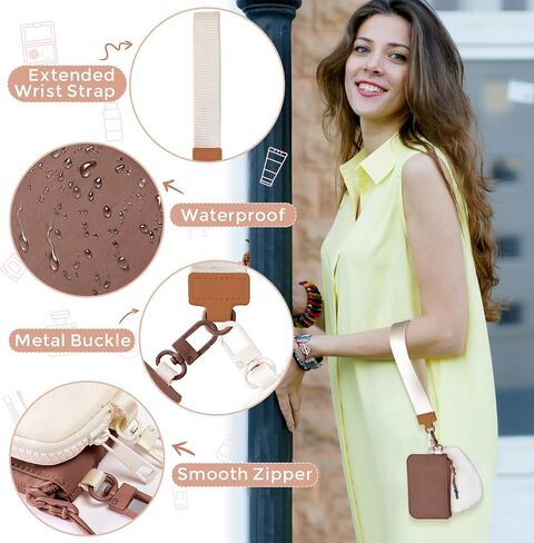 Dual Pouch Wristlet Keychain Wallets for Women with 2 Detachable Zipper Coin Purse - Small and Portable Mini Card Wallet for Women Men Black+Black in Saudi Arabia