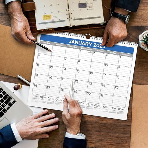 Dunwell Large Wall Calendar 2024-2025 - (Colorful) 12x15 Wall Calendar, Use Now to December 2025, Big 15 x 12 Hanging Calendar or Monthly Calendar for Desk, 2024-25 Academic Calendar in Saudi Arabia