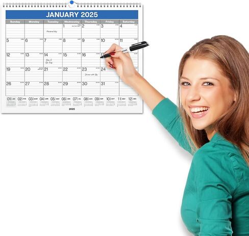 Dunwell Large Wall Calendar 2024-2025 - (Colorful) 12x15 Wall Calendar, Use Now to December 2025, Big 15 x 12 Hanging Calendar or Monthly Calendar for Desk, 2024-25 Academic Calendar in Saudi Arabia
