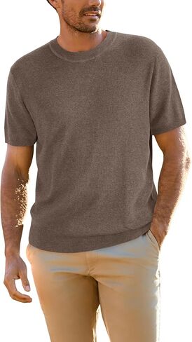 Arach&Cloz Mens Ultra-Soft Sweater Shirt 2024 Summer Wool Blended Knit Clothes Casual Fall Crewneck Fashion Pullover in Kuwait
