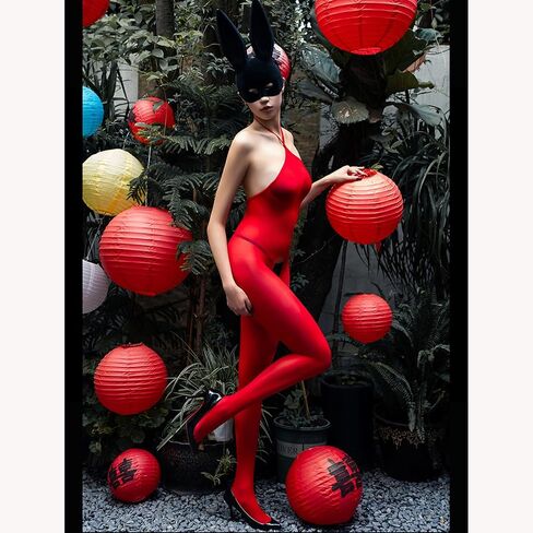 Women's Oil Shiny Bodystocking Sexy Body Stockings Neck Sling Bodysuit Catsuit Nylon Shiny Pantyhose 5D in Saudi Arabia