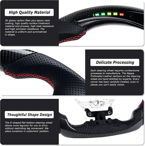 Carbon Fiber Steering Wheel D-shaped Flat-bottom Steering Wheel LED Shift Indicator Racing Display Preforated Leather Grip for LEXUS ES 2015-2017 in Saudi Arabia
