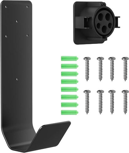 EV Charger Cable Holder, Wall-Mount J-Hook, Electric Vehicle Charger Holster, 304 Stainless Steel Material, Black in Saudi Arabia
