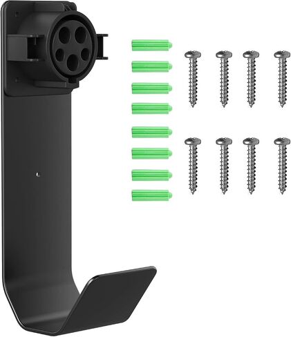 EV Charger Cable Holder, Wall-Mount J-Hook, Electric Vehicle Charger Holster, 304 Stainless Steel Material, Black in Saudi Arabia