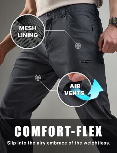 CQR Men's Vent Stretch Pants, Quick Dry Lightweight Casual Cargo Pants, Water Resistant Straight-Fit Utility Work Pants in Saudi Arabia