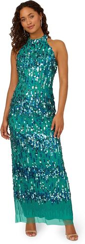 Adrianna Papell Women's Beaded Halter Long Dress in Saudi Arabia