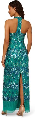 Adrianna Papell Women's Beaded Halter Long Dress in Saudi Arabia